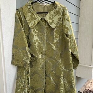 Olive Green Brocade Women's Coat